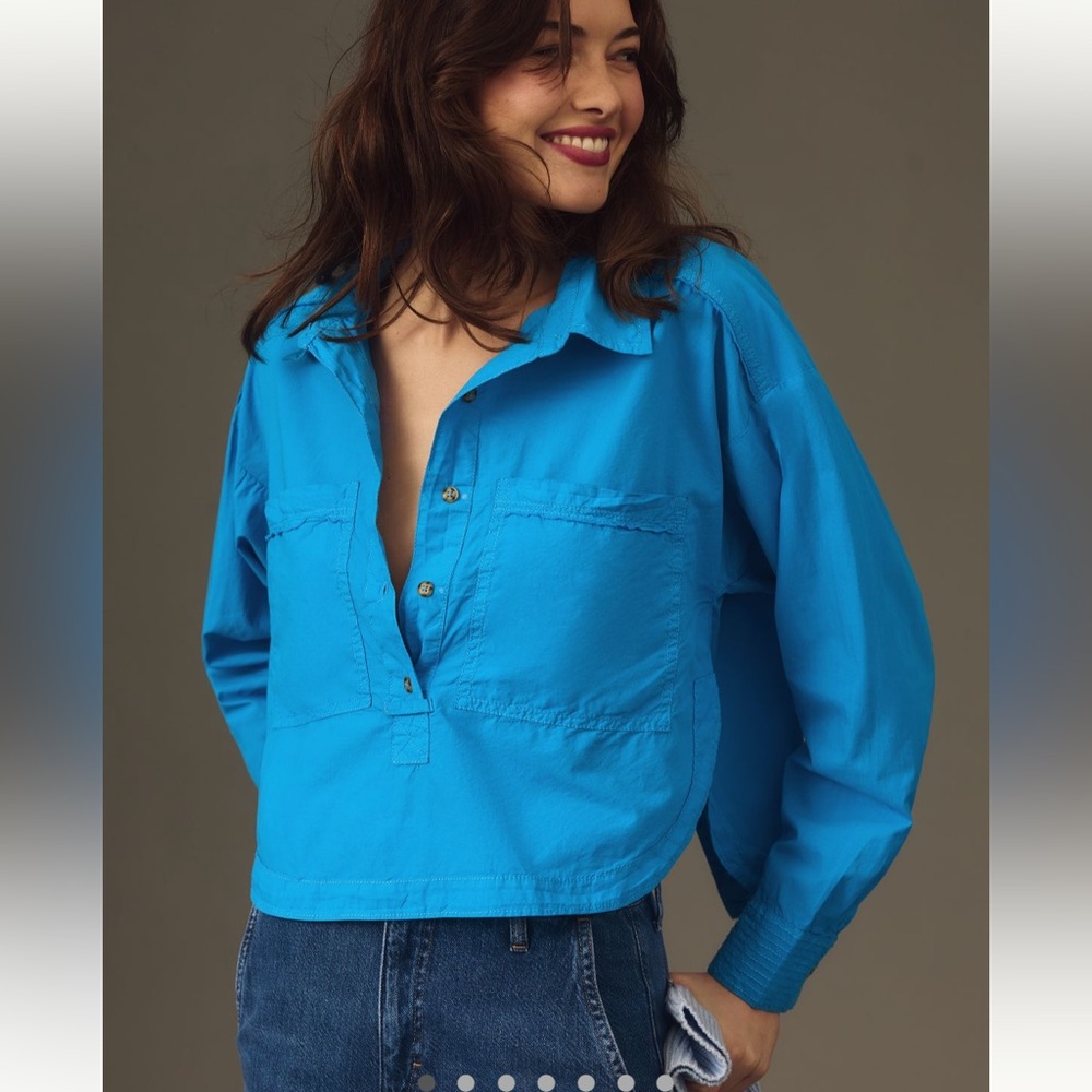 Anthropologie Back Slit Button Down Shirt